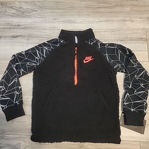 Nike Sportswear Pullover Jacket Kids 5 Black Swoosh Logo‎ Print  NEW
